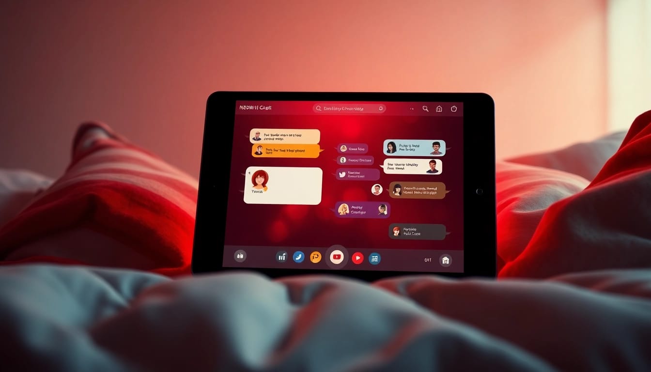 Engaging NSFW AI chat interface showcasing vibrant characters in an intimate setting.