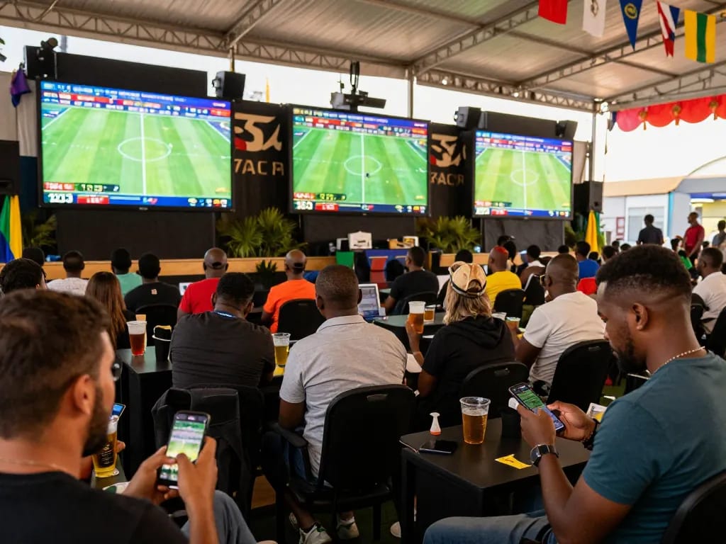 cloud-africa sports betting scene with eager fans celebrating major events
