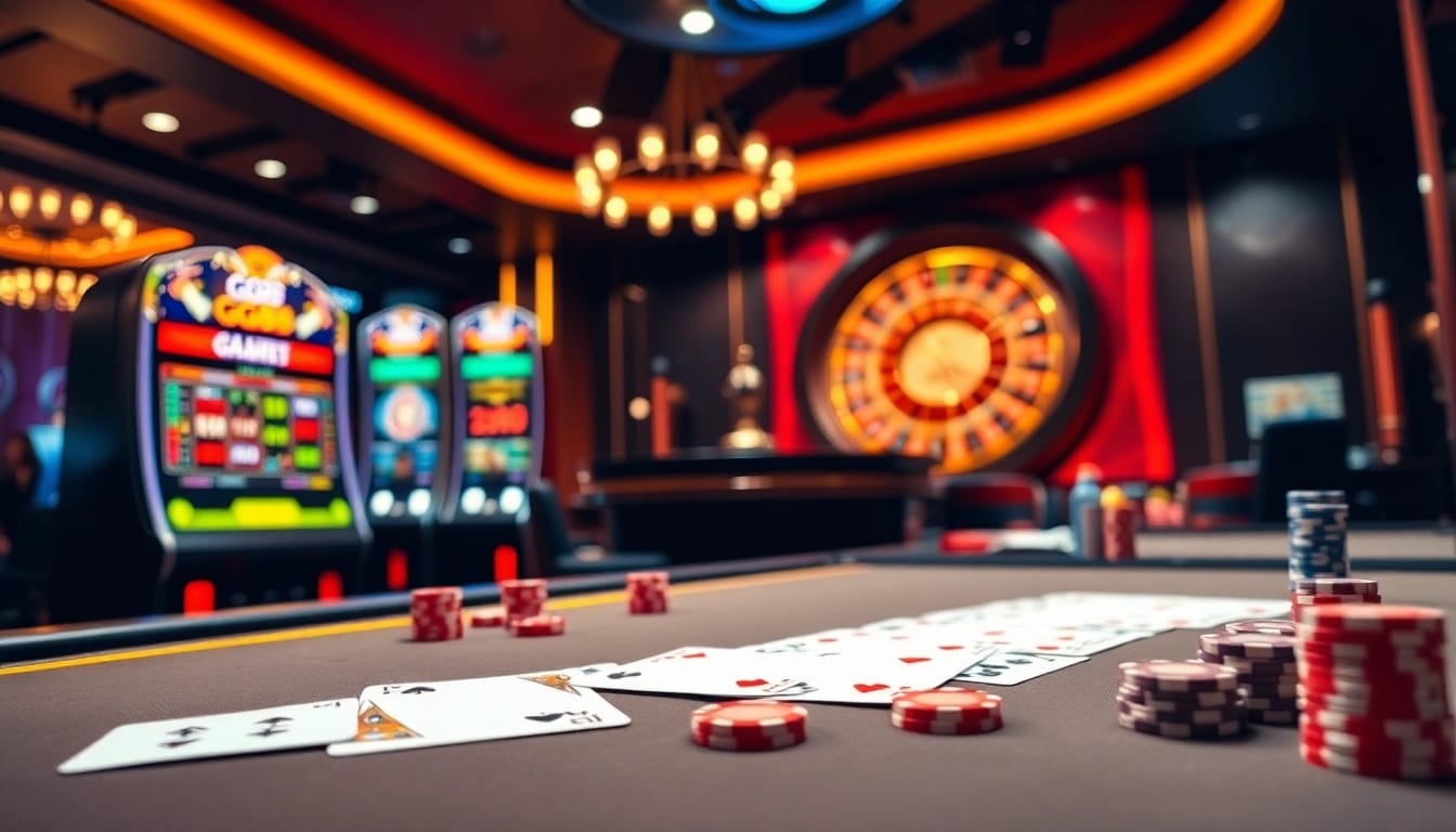 Engage in high-stakes excitement at GG88 with vibrant casino tables and stunning slot machines.