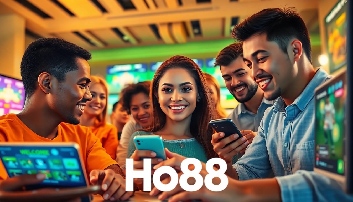 Engaging online gaming atmosphere featuring diverse players at Ho88, highlighting sports betting and casino excitement.