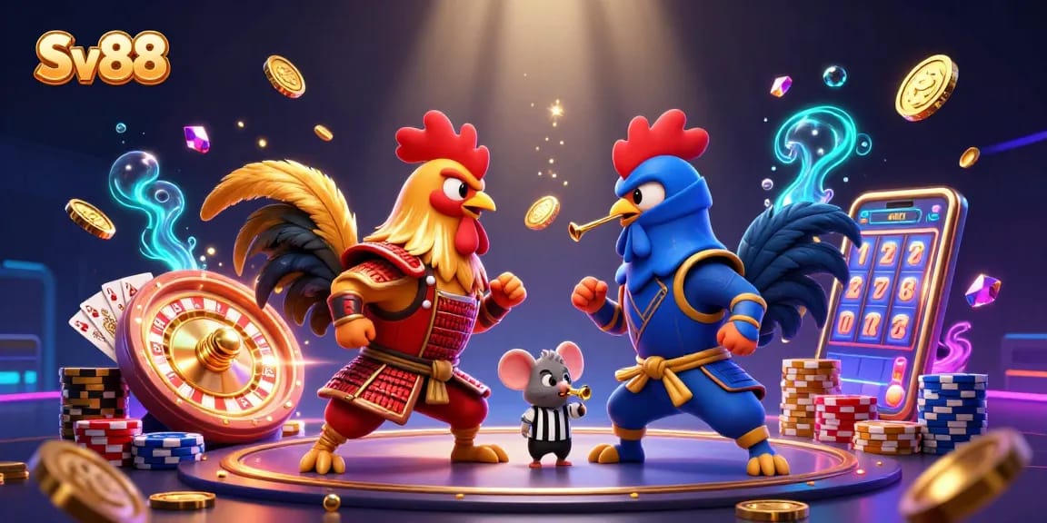 Engage in the excitement of Sv88 with a thrilling cockfight showdown between samurai and ninja roosters.