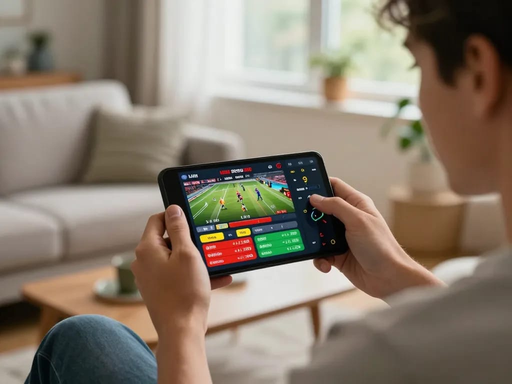 33WIN sports betting strategy showcased on smartphone in cozy home setting