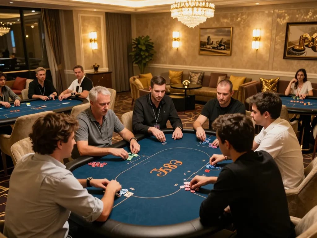 Experience high-stakes poker at TG88's exclusive VIP gaming area, showcasing luxury and strategic gameplay.