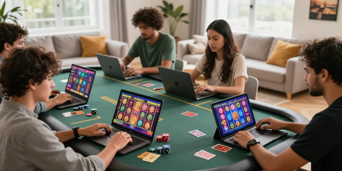 Players enjoying online casinos that accept credit cards, showcasing excitement in a vibrant gaming atmosphere.