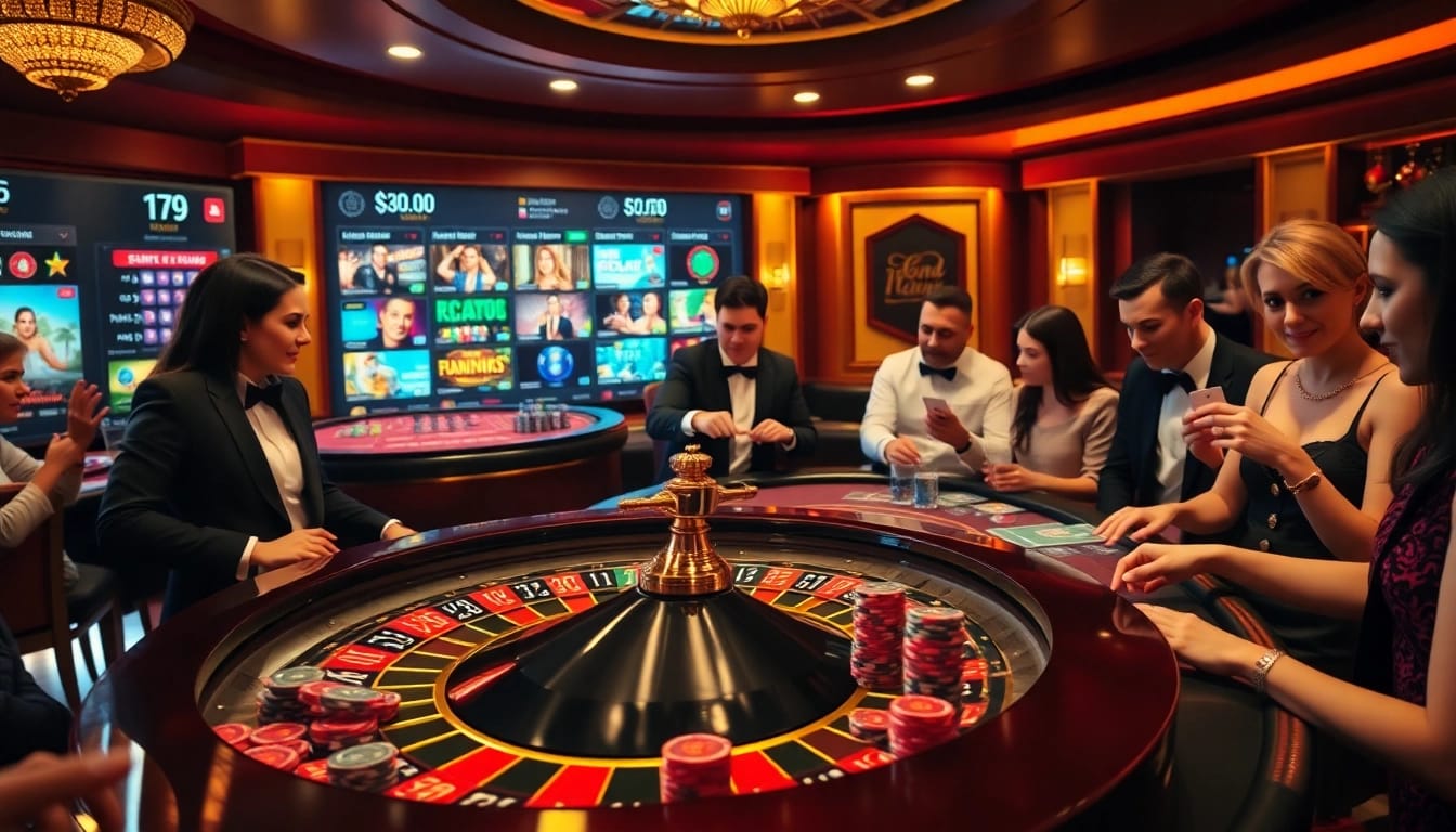 Experience thrilling games at https://888vina.com/ with players enjoying a glamorous casino atmosphere.
