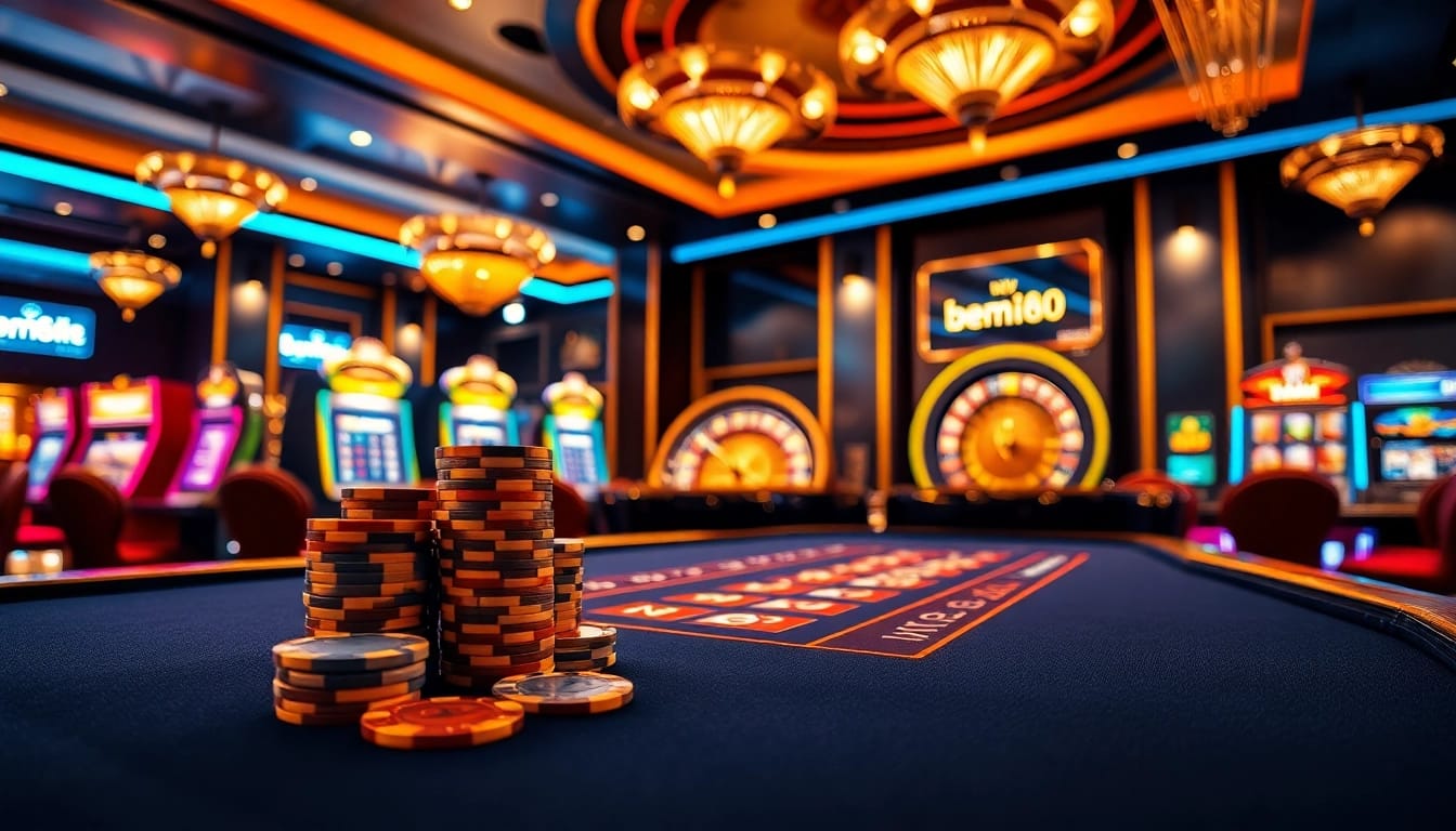 Feel the excitement of gambling with a vibrant casino scene featuring https://bem88.com at the heart of the action.