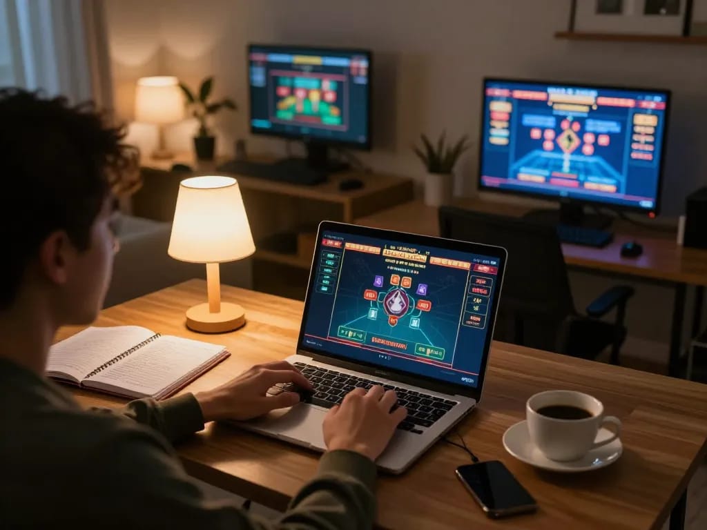 Engaging online gaming experience at home with fly8800, showcasing a live dealer game on laptop