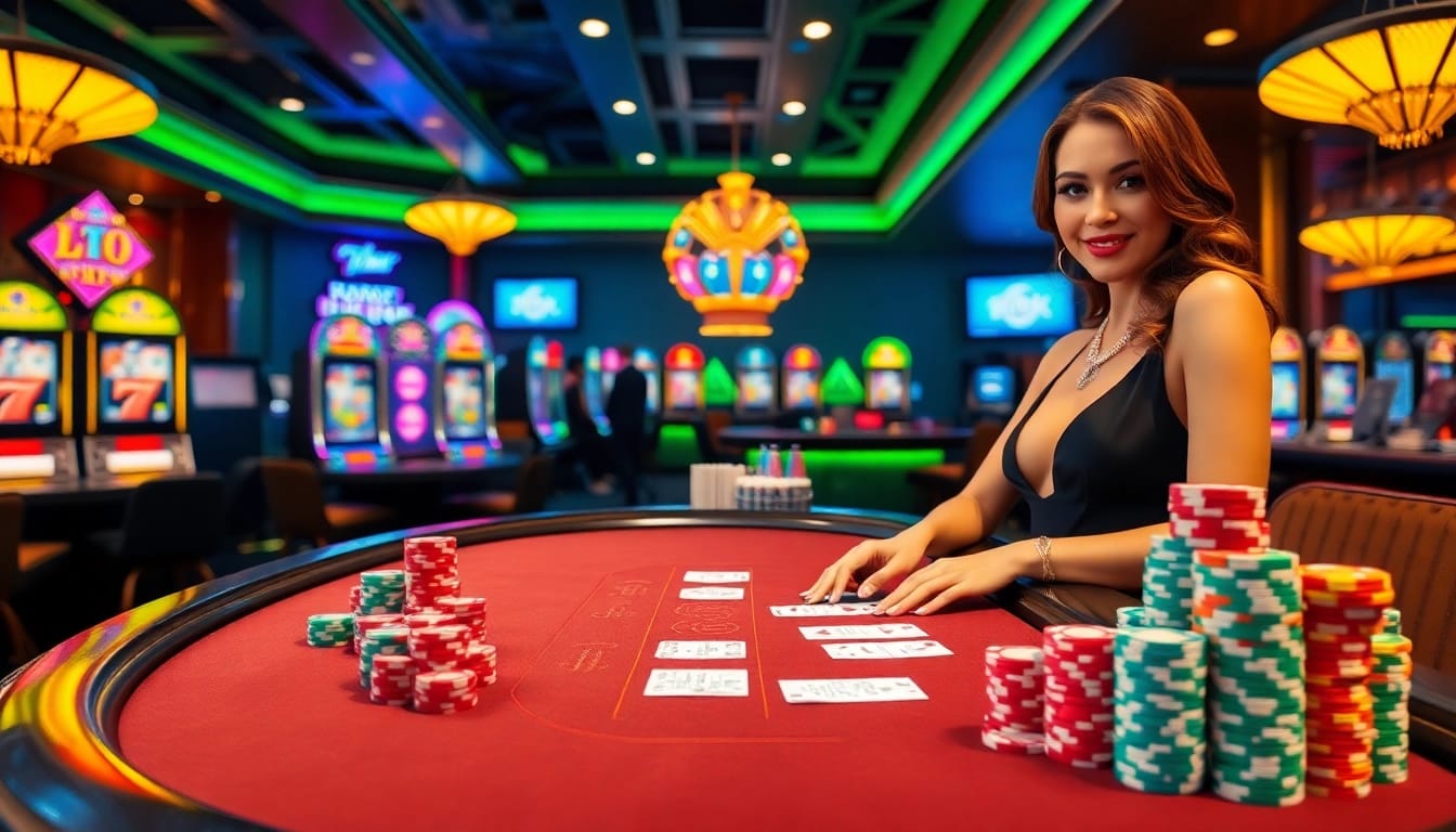Exciting blackjack action at LC88 casino with colorful chips and dynamic gameplay.