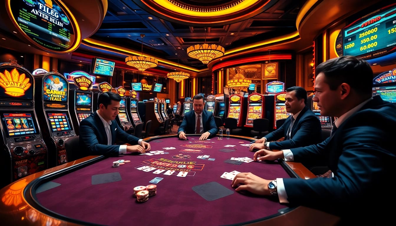 Experience thrilling gameplay at F168, where players engage at top casino tables with vibrant chips and cards.