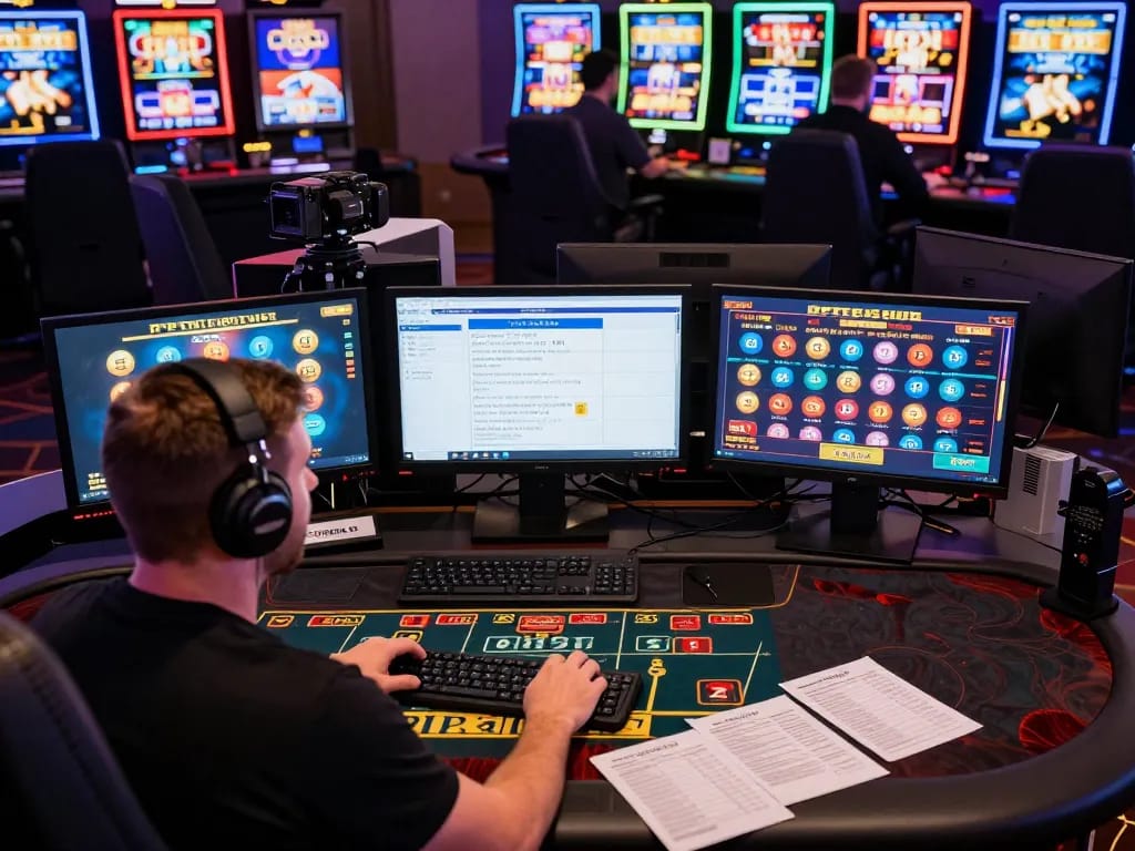 Engaged player strategizing during online gambling session at 789p casino.
