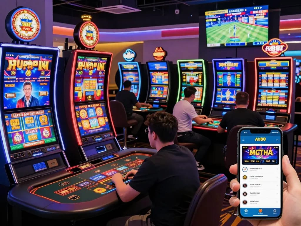 Engaging online gambling experience at AU88 with players enjoying diverse games and live betting.