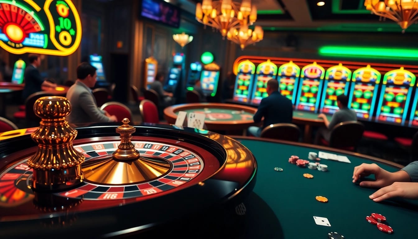 G28 casino scene featuring roulette, poker chips, and slot machines highlighting excitement.