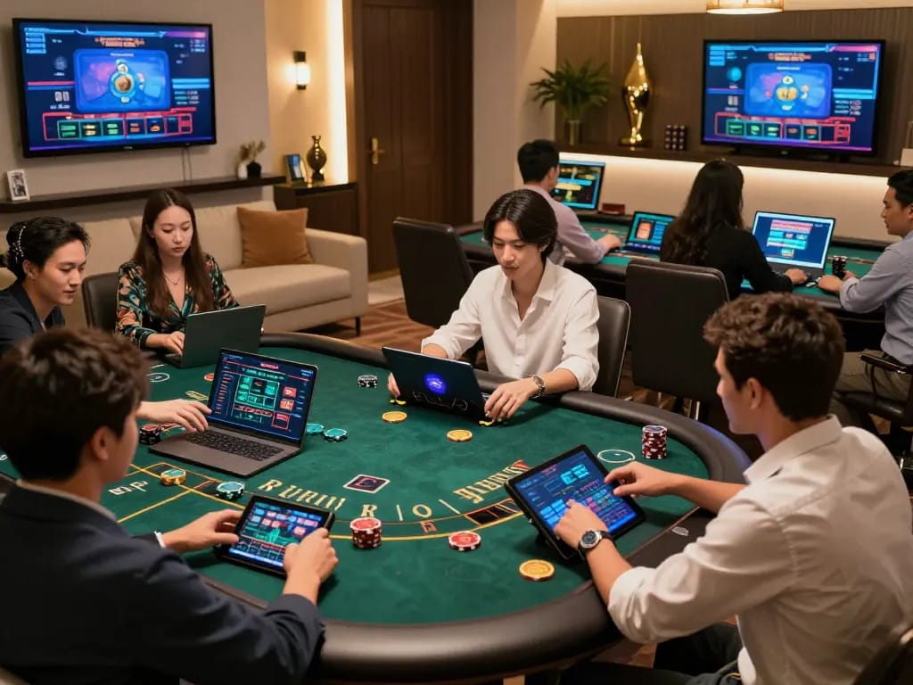 Players enjoying online gambling on 789win platform with exciting game interactions
