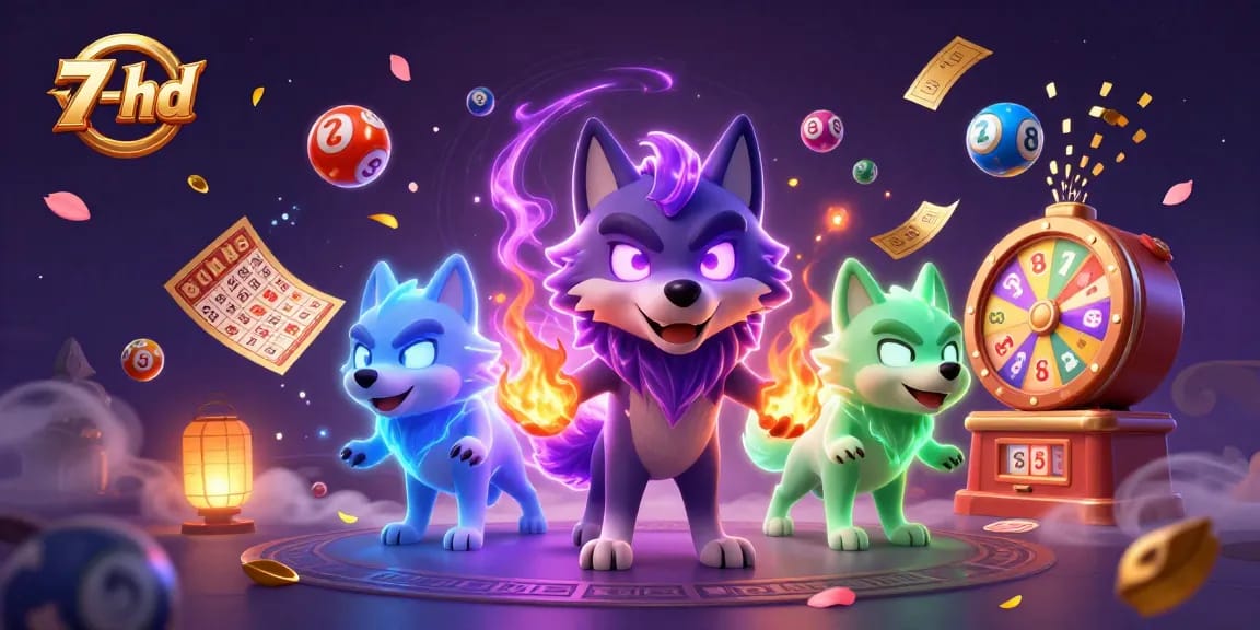 Win big with 7-hd's exhilarating lottery theme, featuring lively wolf characters and enchanting elements.