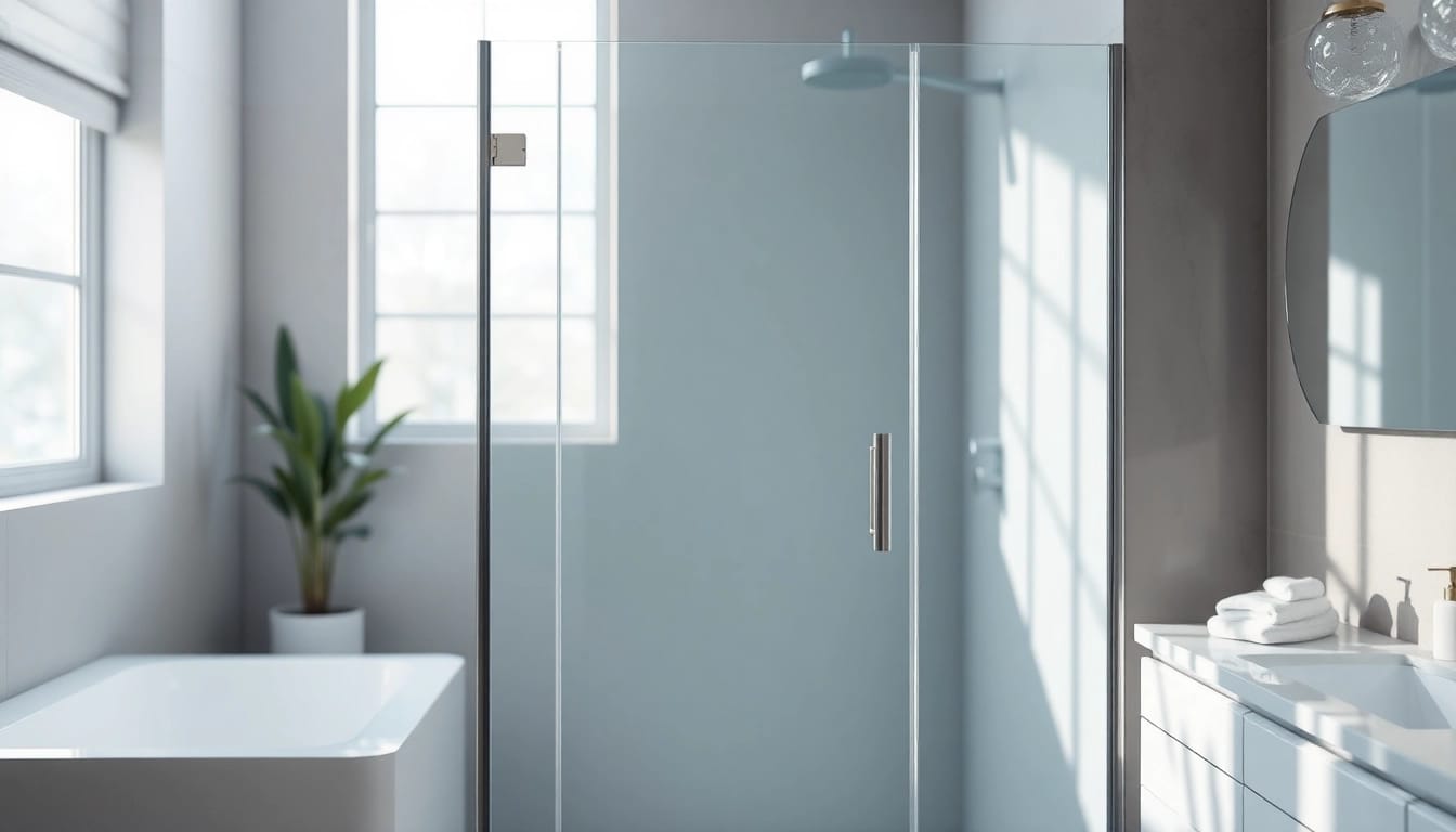 Enhance your bathroom with a stylish semi-frameless shower screen featuring sleek design.