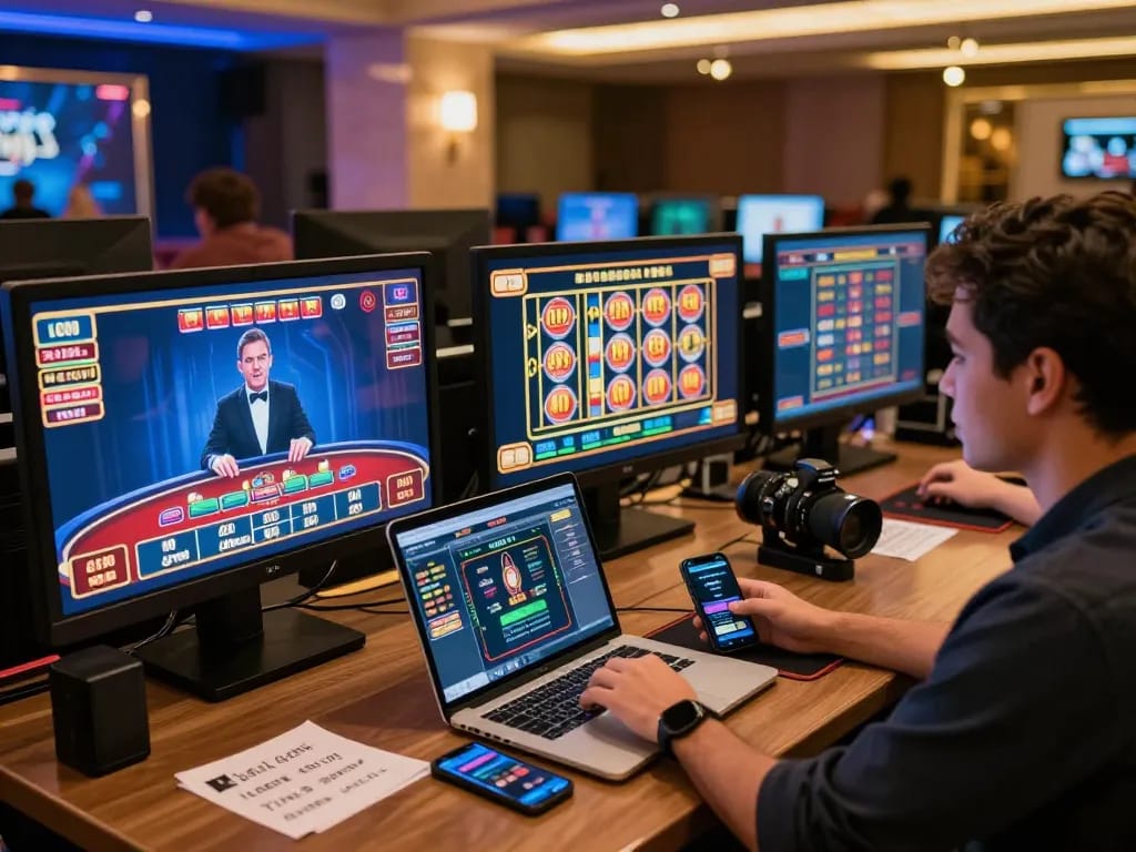 Player engaging with dacsandatphanrang's online casino games while strategizing betting options at home
