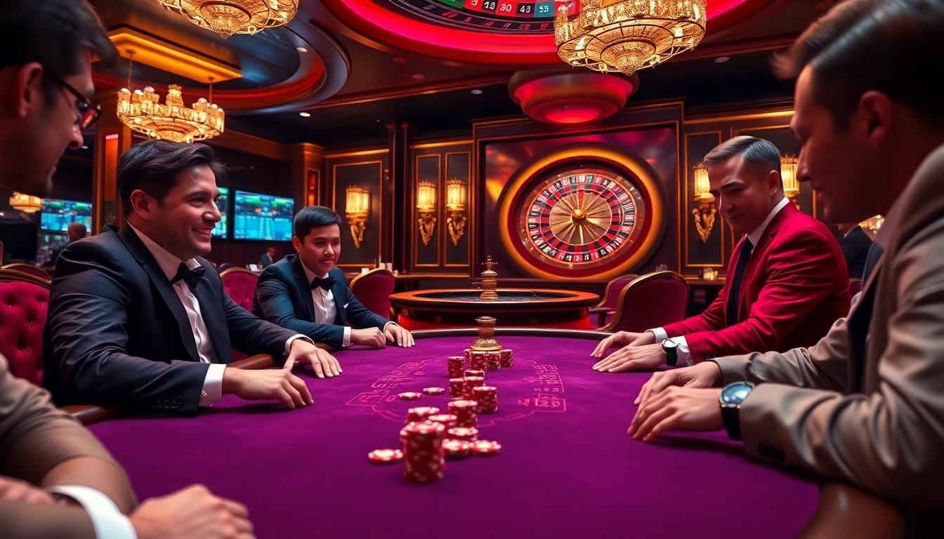 Engaging poker game scene showcasing RR88C virtual experience with vibrant colors and luxury elements.