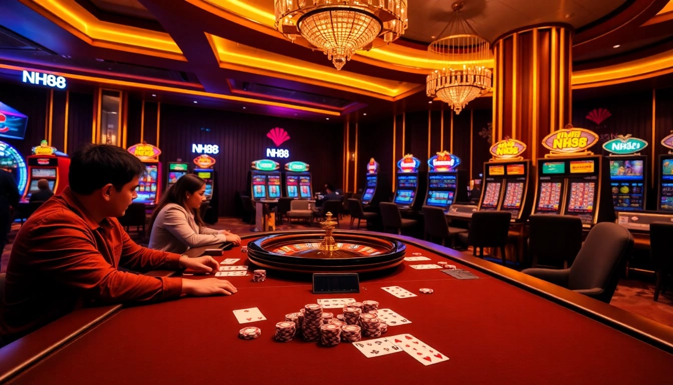 Experience NH88's thrilling gambling atmosphere with vibrant casino games and engaging players.