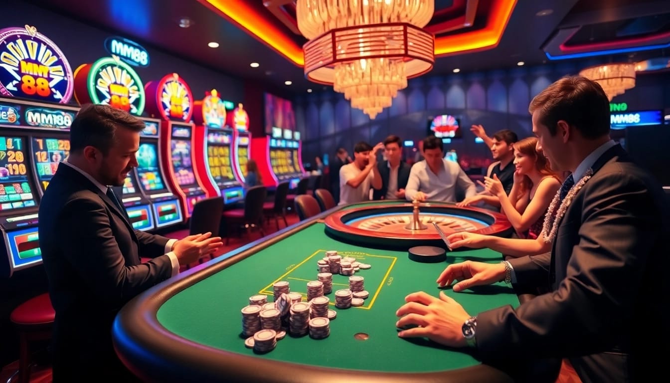 The MM88 casino offers thrilling gaming experiences with vibrant slot machines and exciting poker tables.