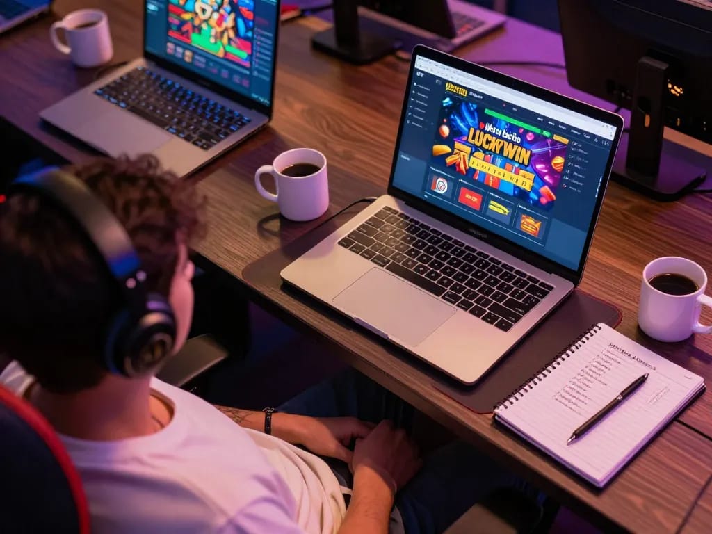 Player engaging with Nhà cái LUCKYWIN’s online casino, showcasing a dynamic gaming environment