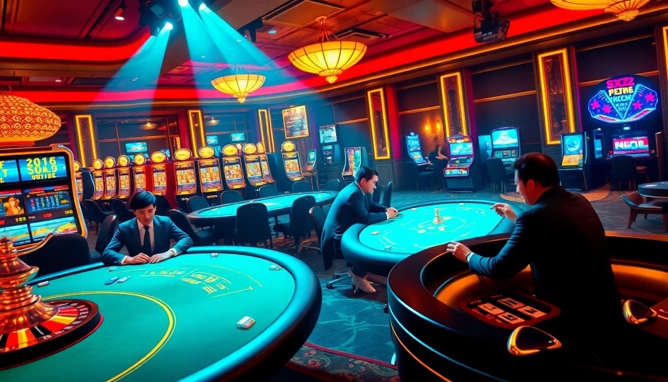 Players engaged at a glamorous poker table in a vibrant XX88 online casino environment.