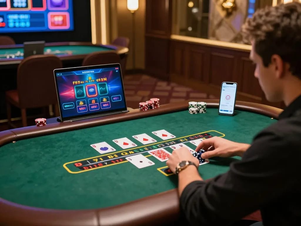 Intense blackjack gameplay at 89bet showcasing a player strategizing their next move in a premium online casino