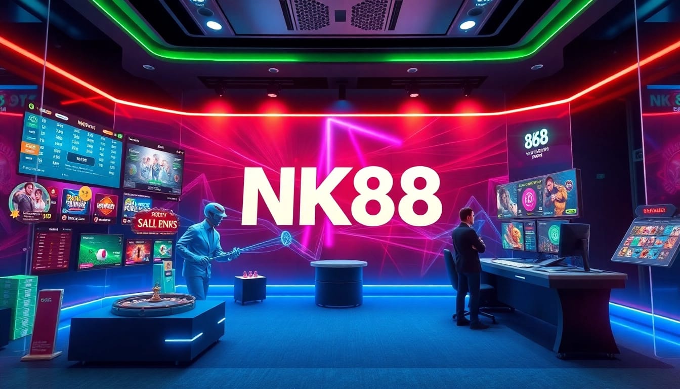 NK88 online gaming platform showcasing sports betting, casino, and lottery.