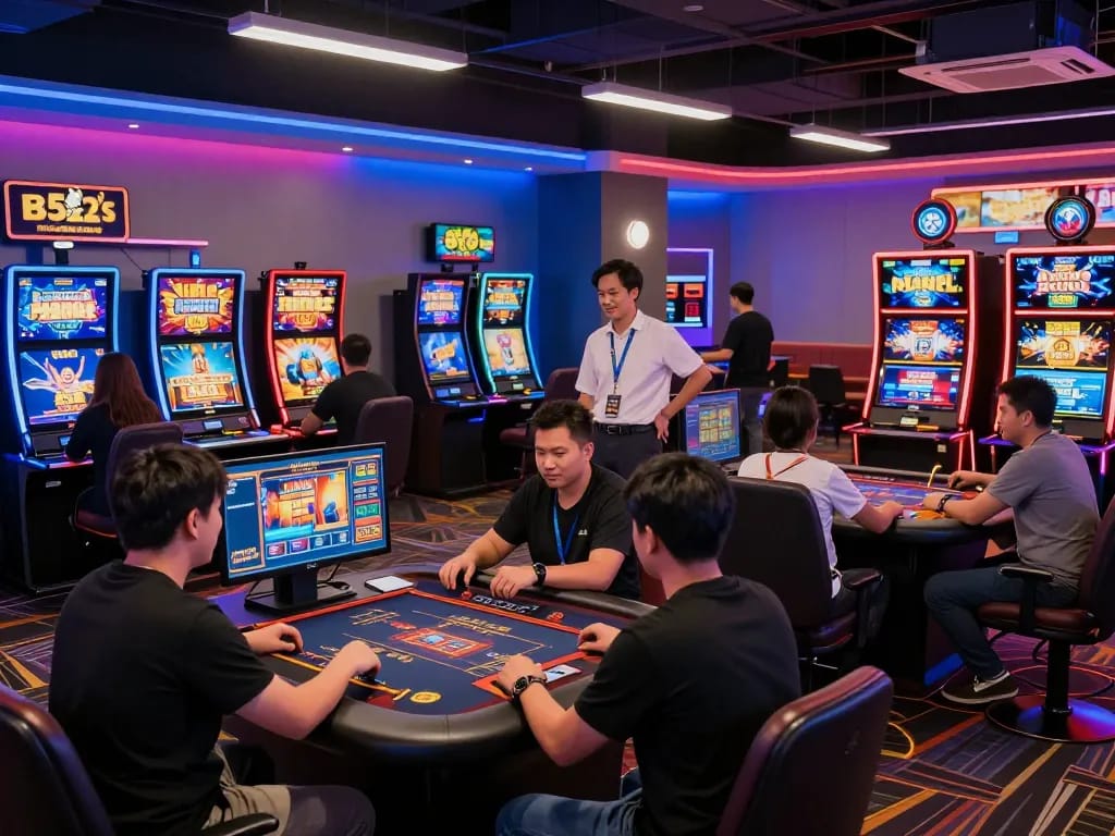 B52 players enjoying diverse gaming experiences in a vibrant virtual casino