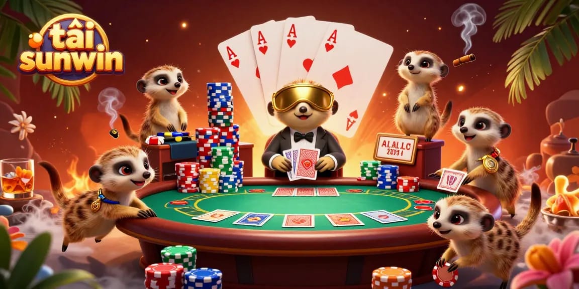Experience the excitement as you tải sunwin in this vibrant animated casino scene with meerkats.