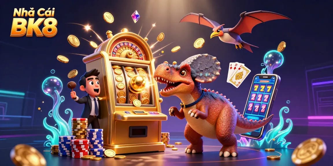 Catch flying coins and witness the jackpot at Nhà Cái BK8's lively casino scene.