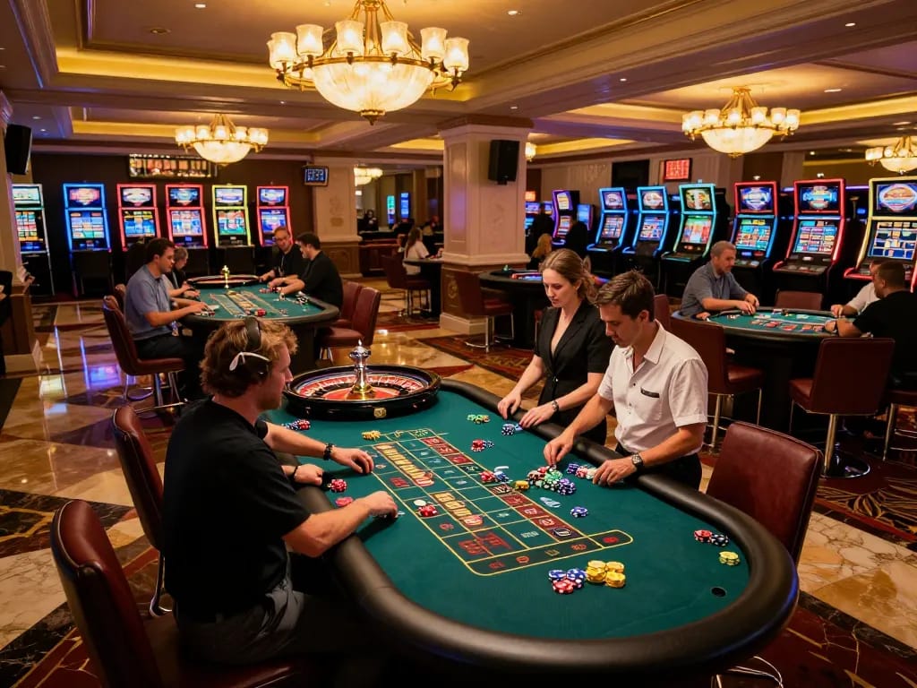 Experience the thrilling action of jun88 roulette with players engaging at a vibrant casino table
