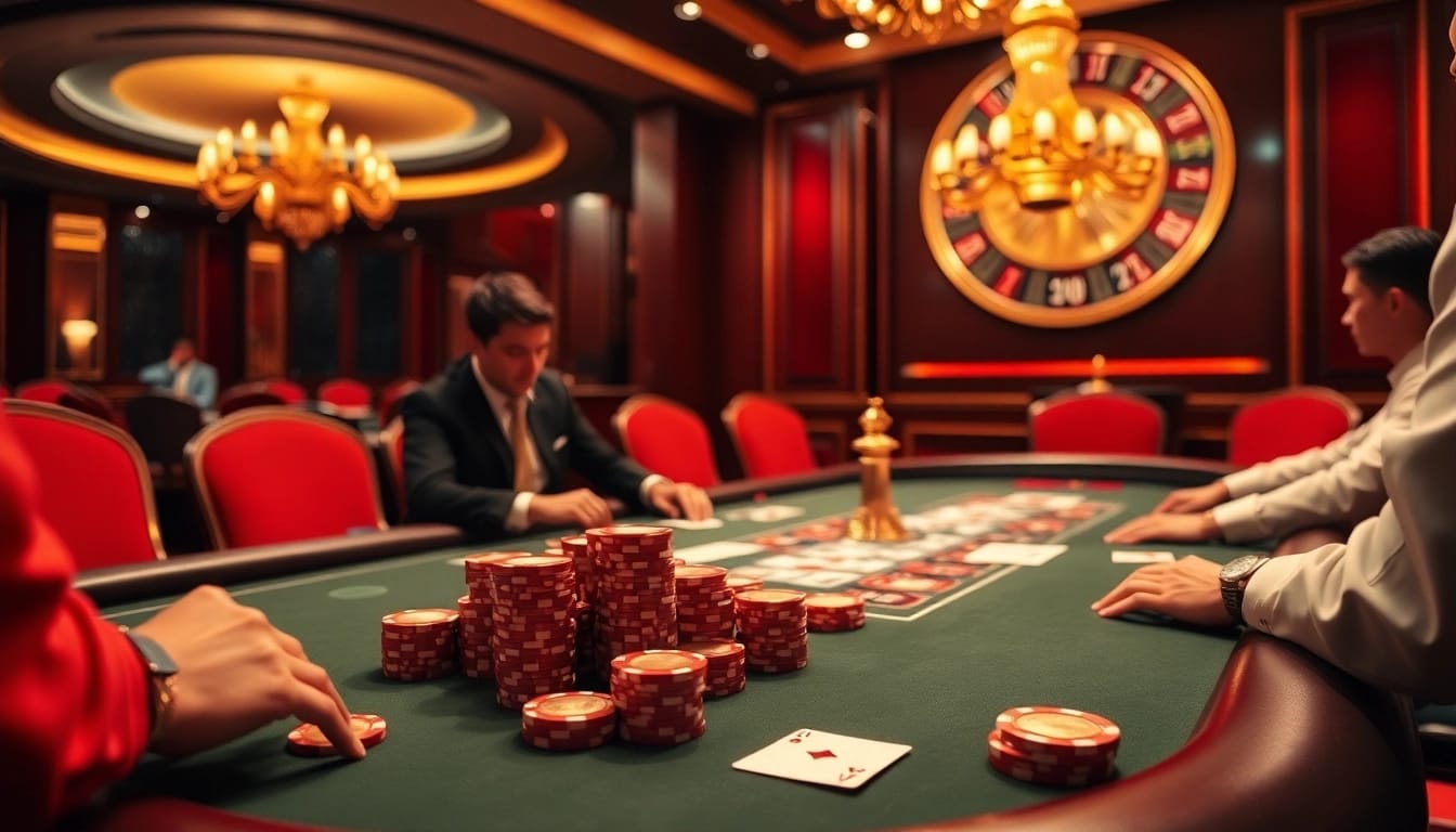 Experience the thrill of playing poker and betting at NK88 trang chủ with professional players and vibrant casino elements.