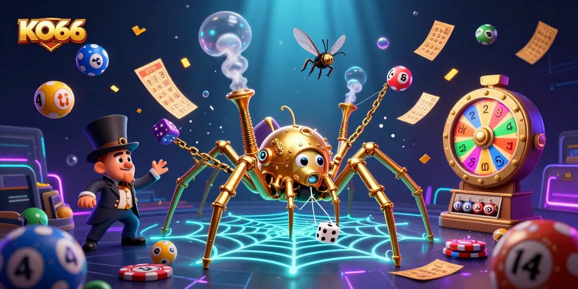 Experience thrilling gameplay at KO66 with an engaging steampunk scene featuring lottery elements and vibrant visuals.