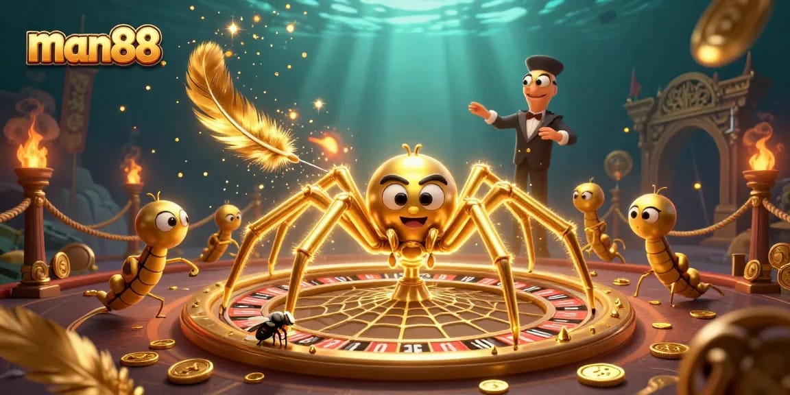 Experience thrilling bets at man88's roulette-themed casino with epic characters in action!