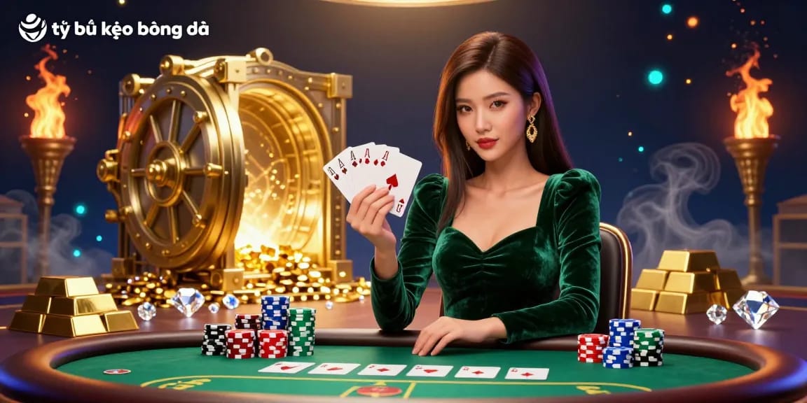 Betting strategies showcased in a vibrant scene with tỷ lệ kèo bóng đá and poker elements, highlighting an exciting atmosphere.