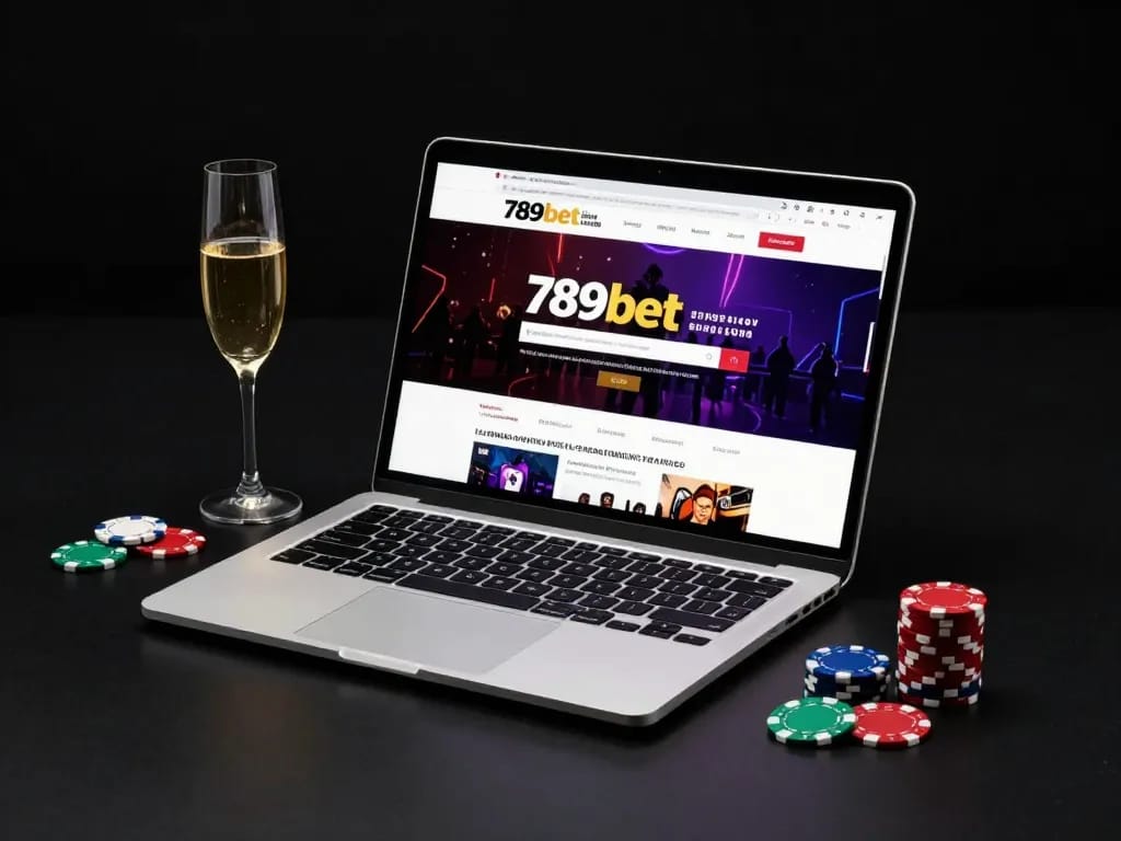 Engaging with 789bet online casino on a modern laptop setup with poker chips.