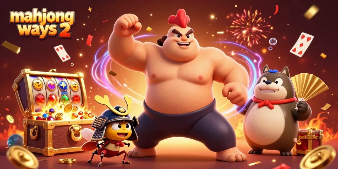 Experience thrilling wins in Mahjong Ways 2 with vibrant characters and lively casino elements.
