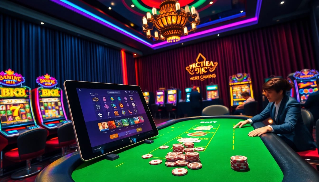 Experience the thrill of betting with BK8's exciting online casino interface featuring vibrant slot machines.