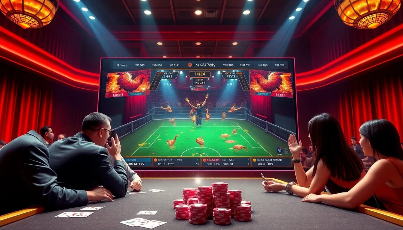 Alo789 đá gà action with thrilling live cockfighting bet placements and vibrant online gaming atmosphere.