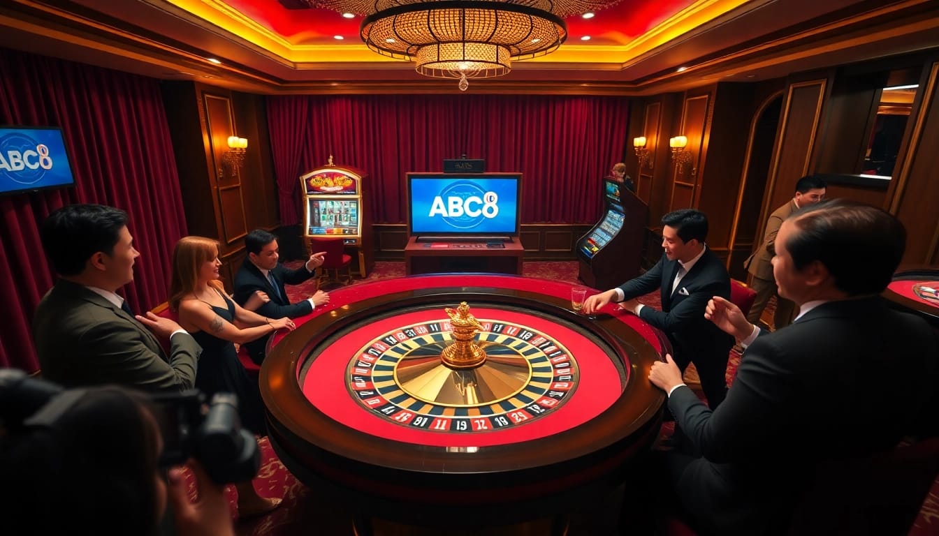 ABC8 casino players enjoying an exciting game at a luxurious roulette table