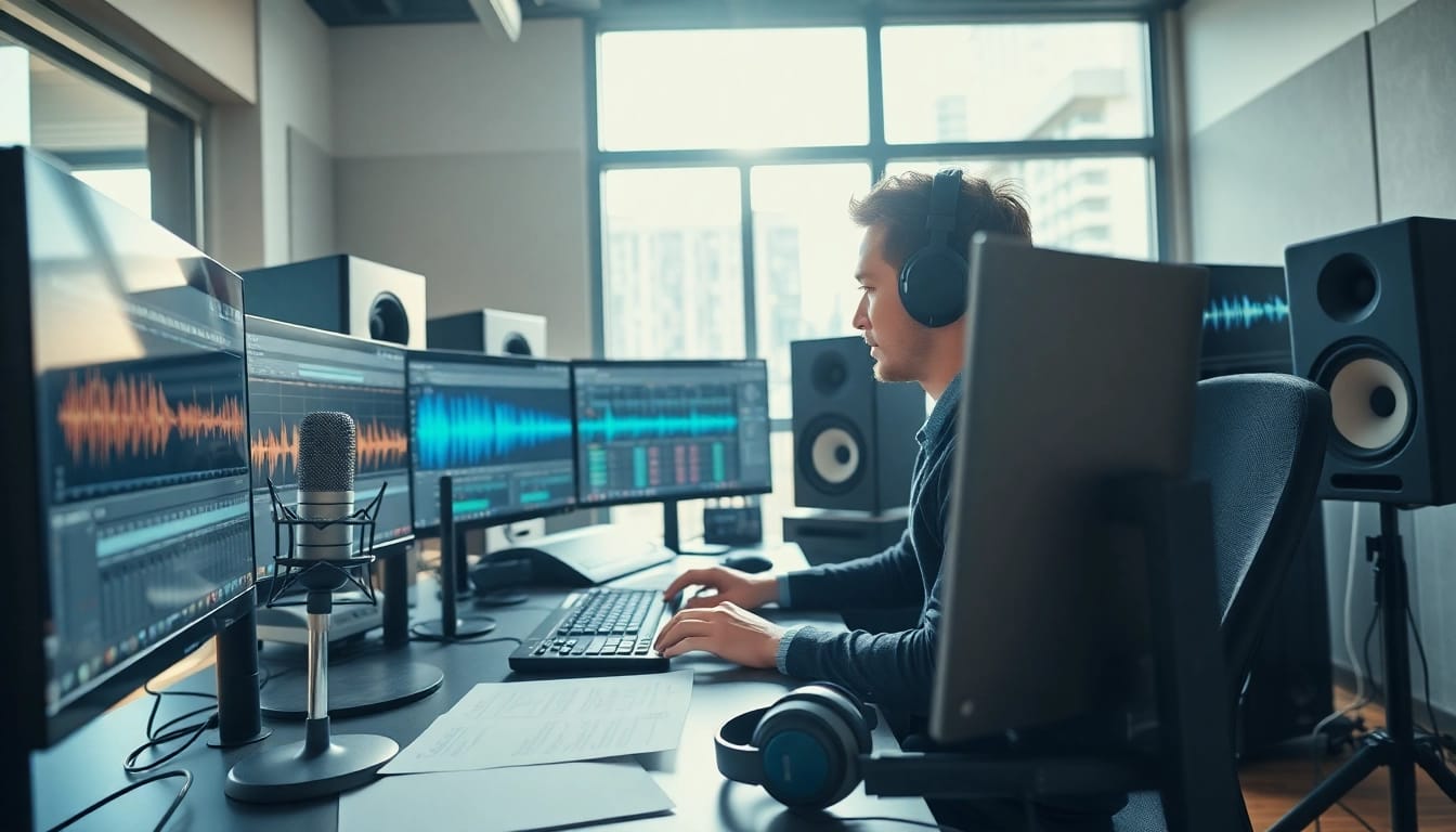 Enhance your music with online mastering services in a modern recording studio.