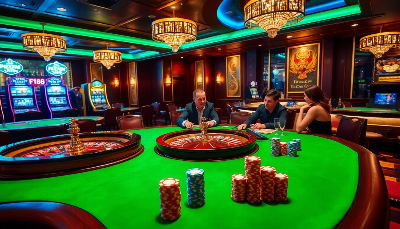 Experience thrilling gameplay at F168 Casino with vibrant tables and engaged players.
