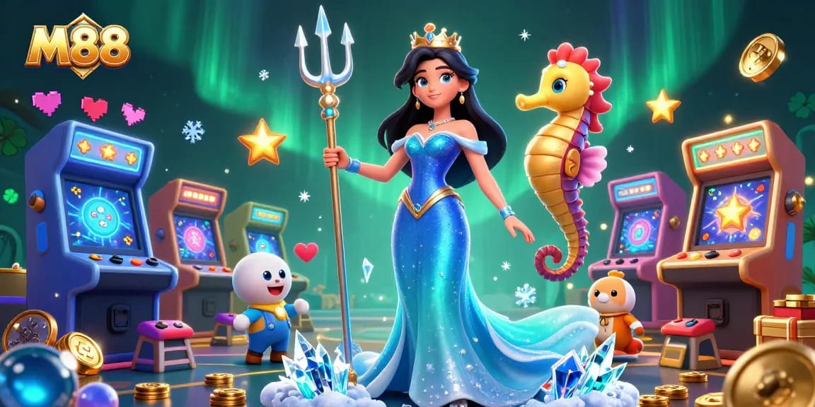 M88 offers exciting underwater adventures with a glowing pearl and treasures in a casino context.