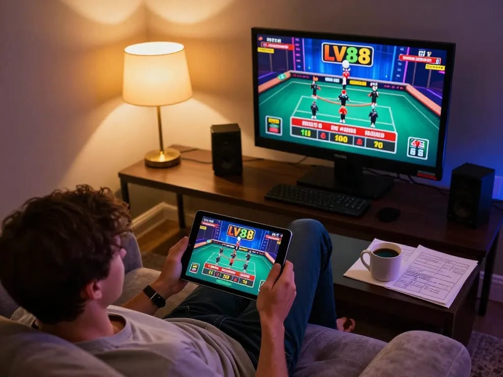 Engaging in strategic online gaming on LV88 with cozy home ambiance
