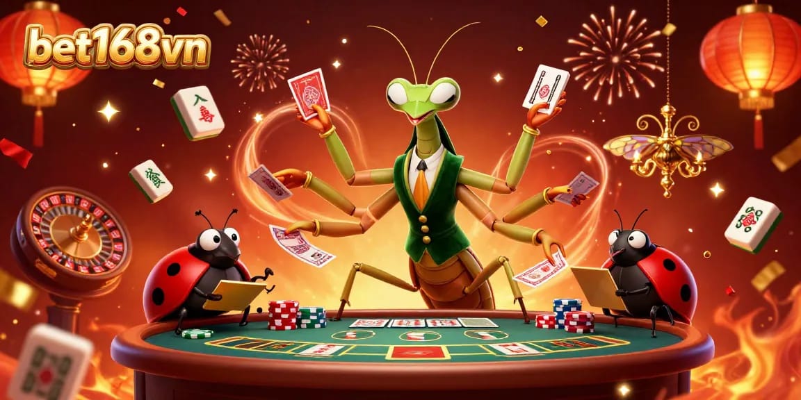 Experience the thrill of bet168vn in a vibrant casino scene with animated characters and exciting gameplay.