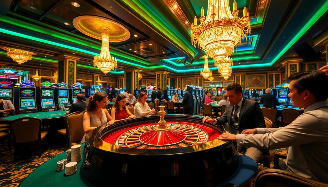 Experience the excitement of gambling at Okfun's vibrant casino with roulette and poker games.