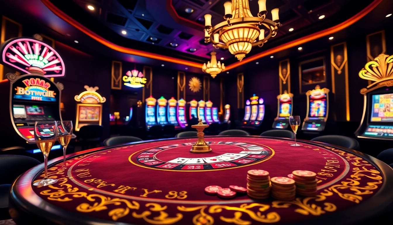 Engage in thrilling action at https://zx88.buzz/, with a captivating casino scene featuring poker tables, slots, and roulette atmosphere.