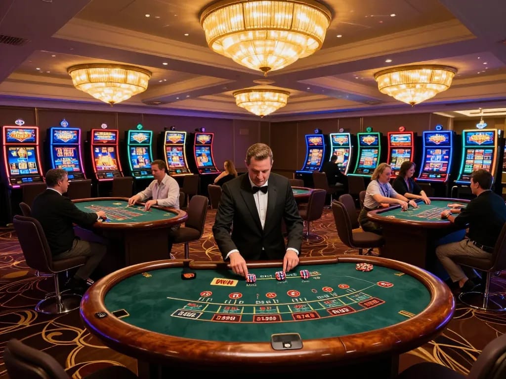 Engaged players at blackjack tables experiencing the thrill of 79win casino gaming.