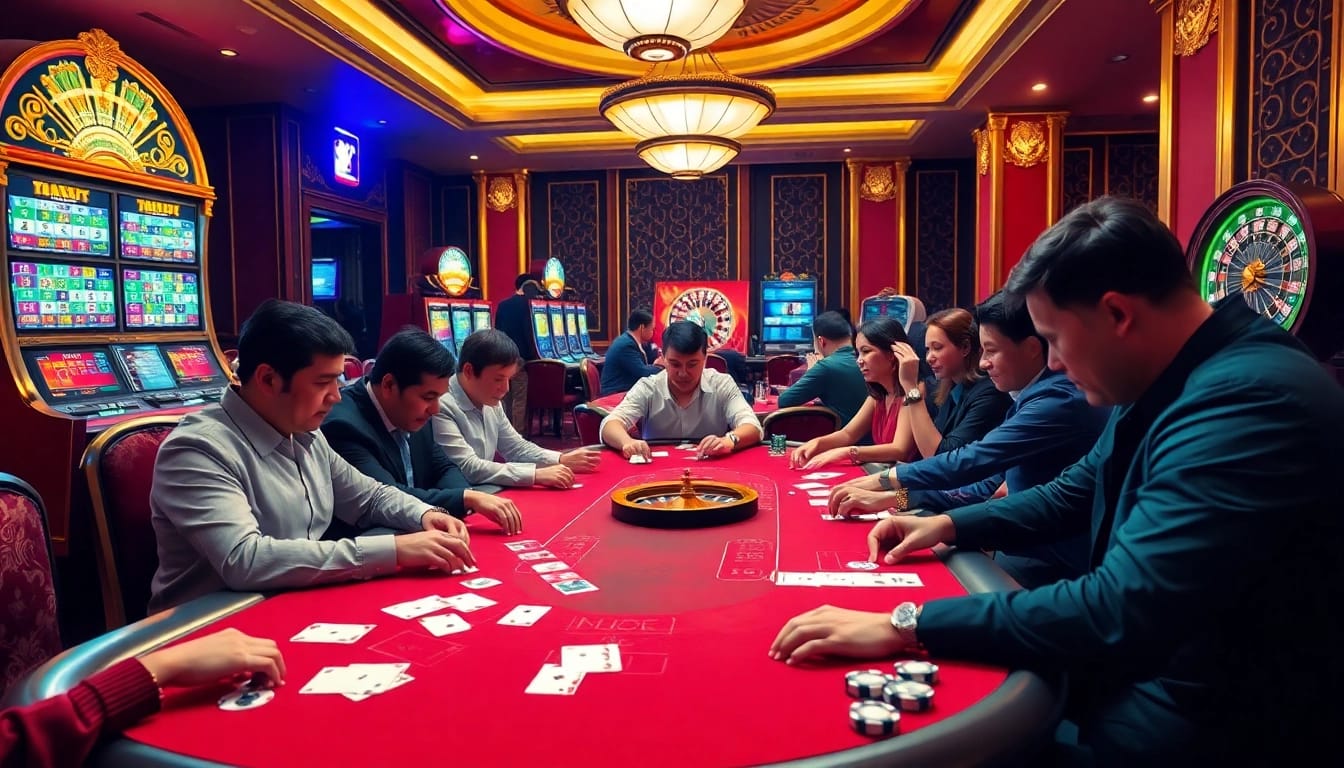 UU88 players engaging in a high-stakes game at a luxurious casino table.