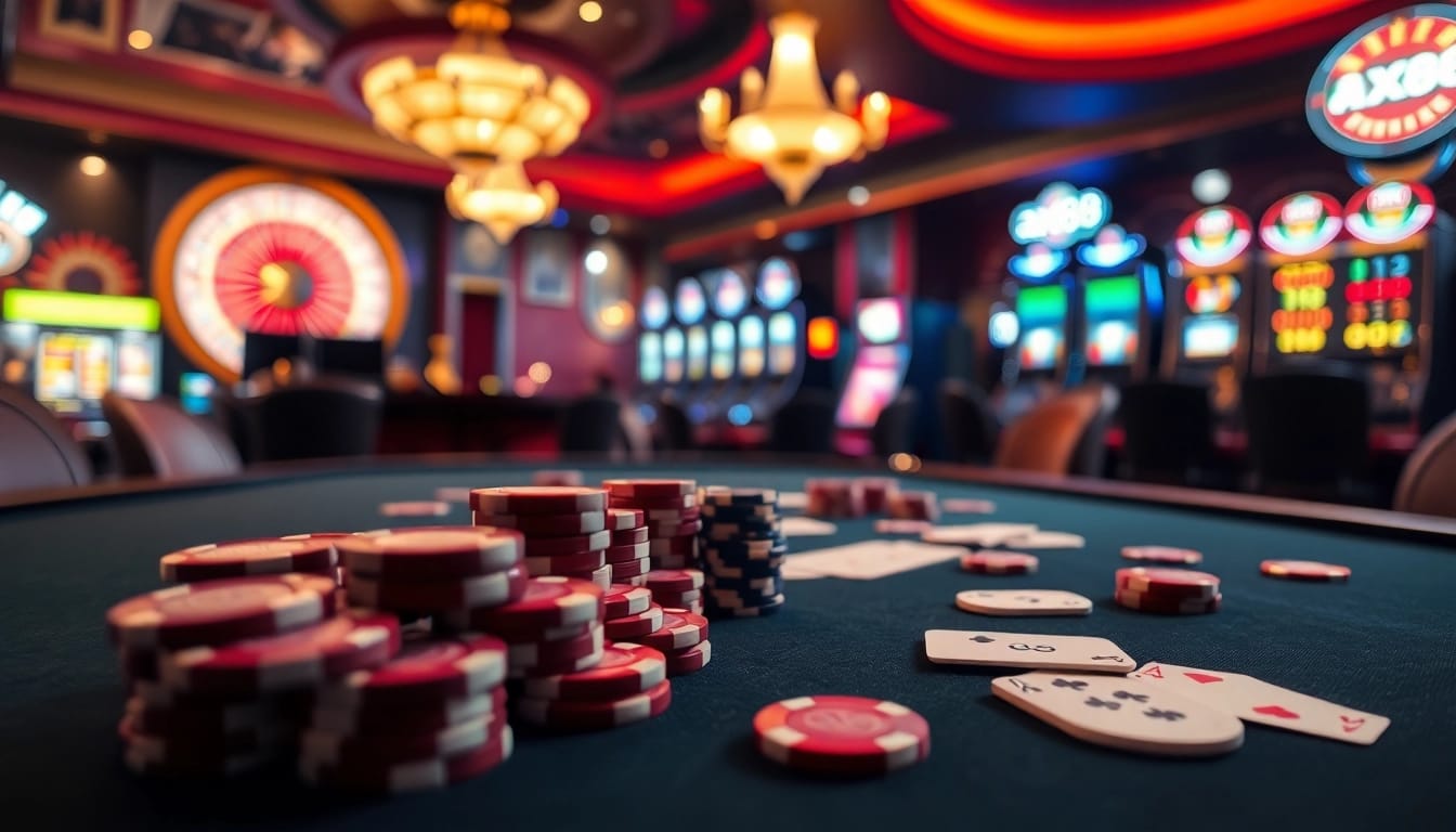 Experience high-stakes excitement with ax88 at a luxurious casino game table.